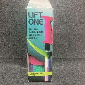 VTG Lift One Vertical Alpine Nordic Ski Strap & Pole Carrier Retro 80s Color NOS